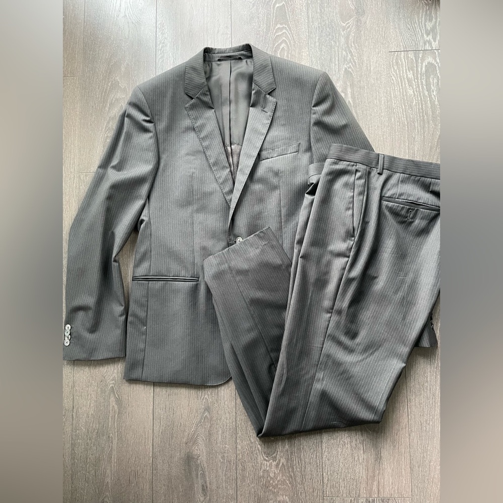 Men's Gray Suit Hugo Boss Harry Rosen Blazer jacket pants combo 52